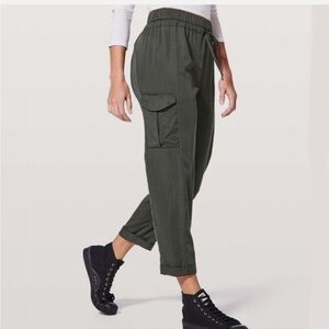 Lululemon Athletica Move Lightly Tencel Dark Green Ankle Cargo Pants